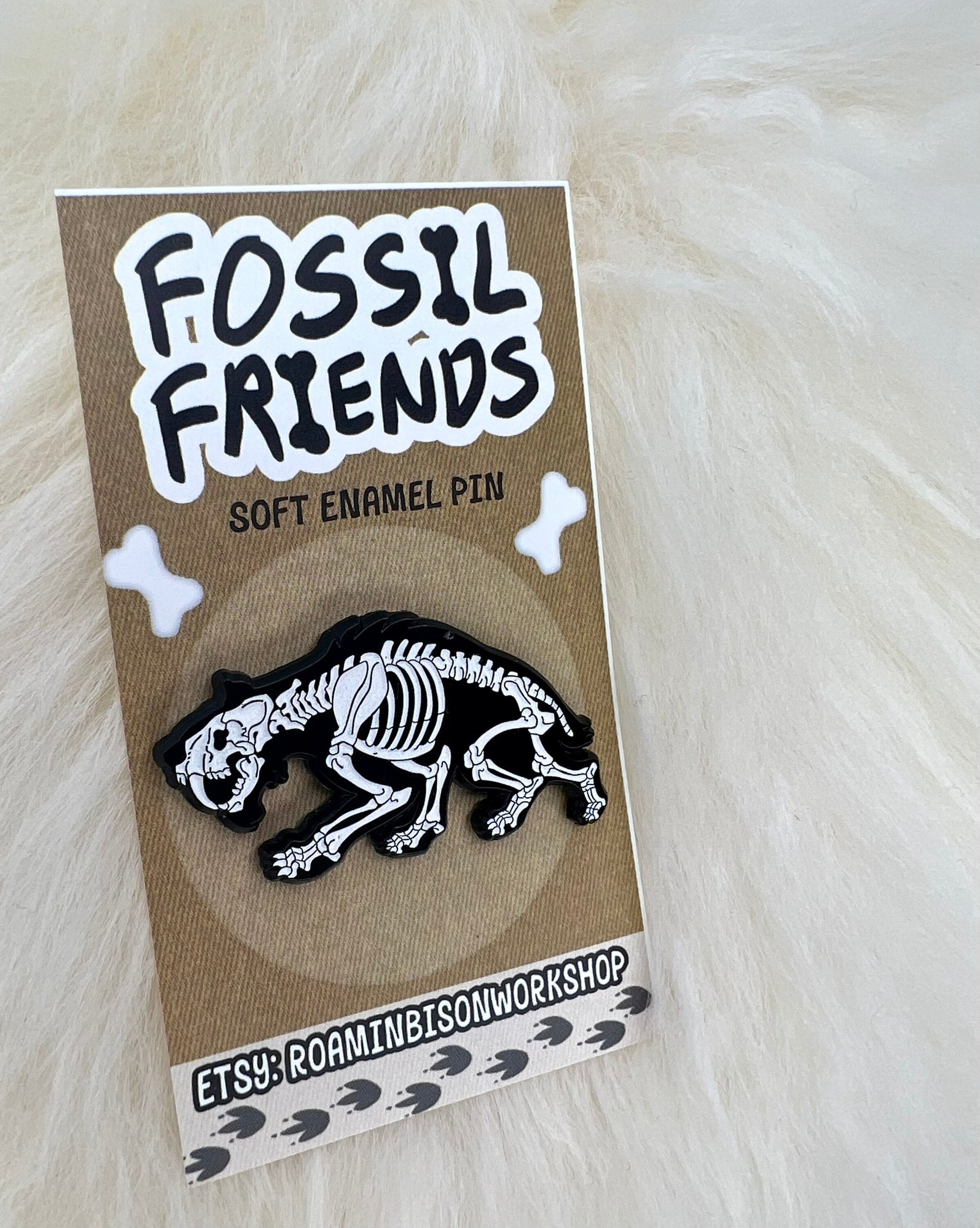 Smilodon Soft Enamel Pin | Sabertooth Tiger | Ice Age | Fossil