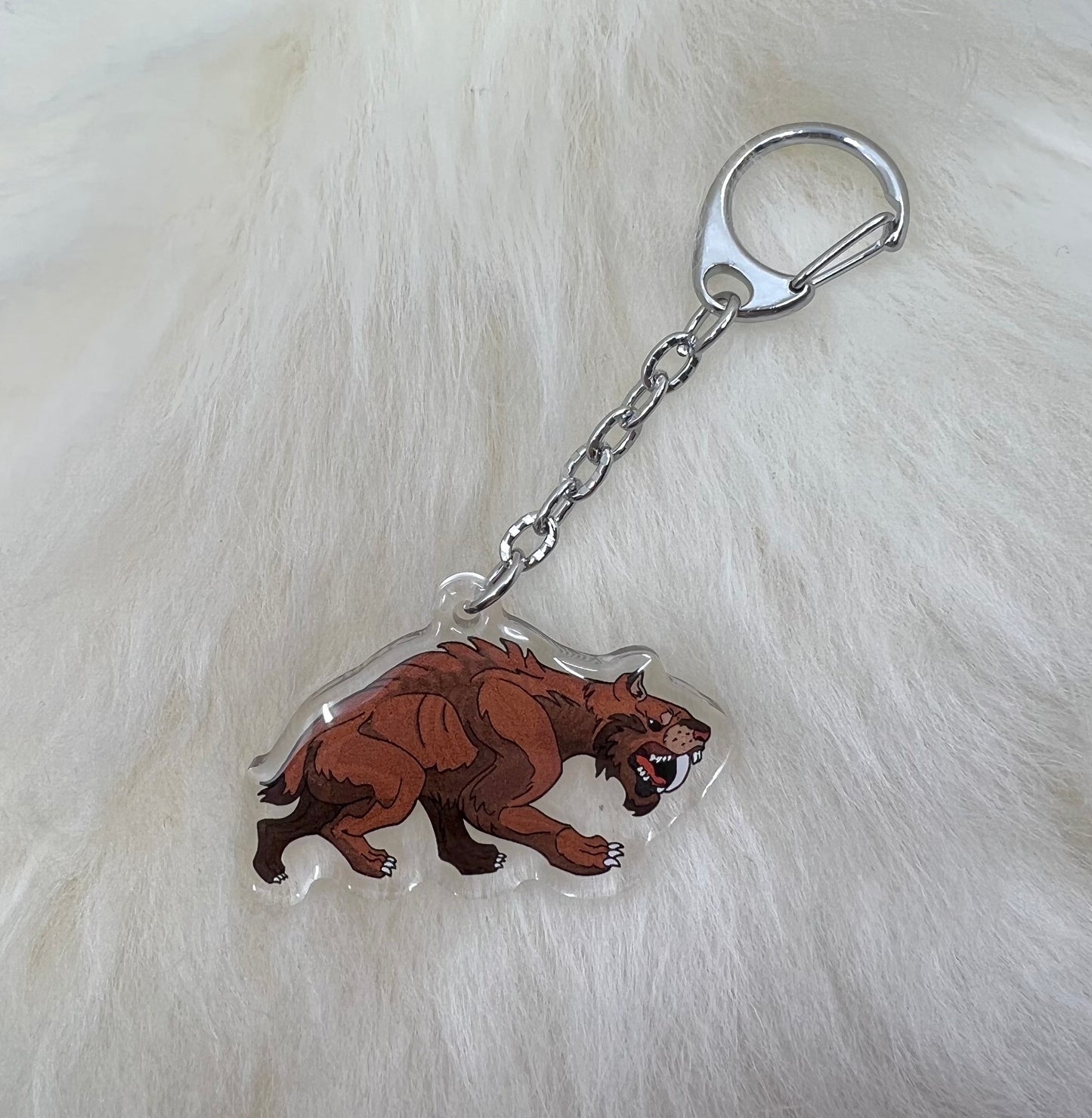 Saber Tooth Tiger Keychain | Smilodon Keychain | Ice Age Keychain Charm
