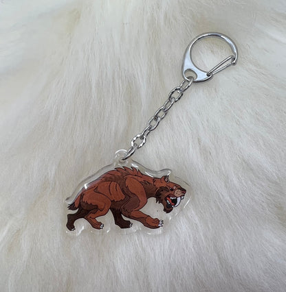 Saber Tooth Tiger Keychain | Smilodon Keychain | Ice Age Keychain Charm