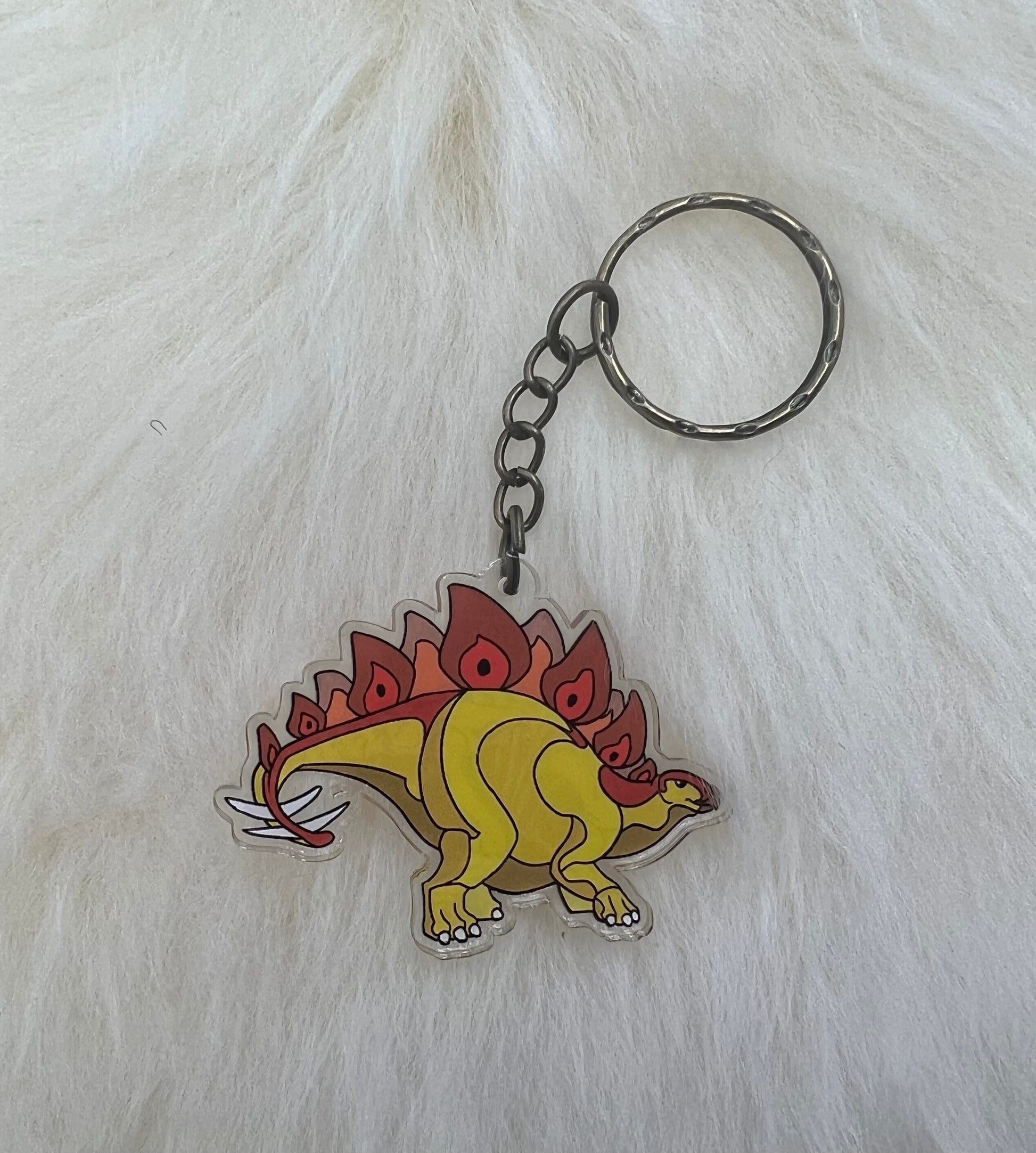 Stegosaurus Keychain | Dinosaur Keychain | Fossil Keychain | Double Sided