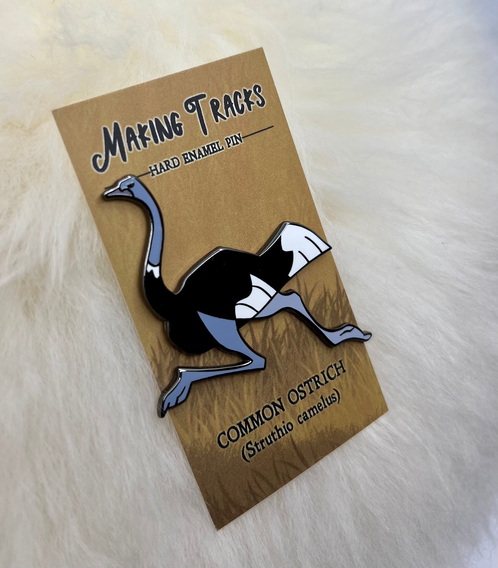 Ostrich Hard Enamel Pin | Ostrich Pin | Bird Pin | Animal Pin | Art Deco