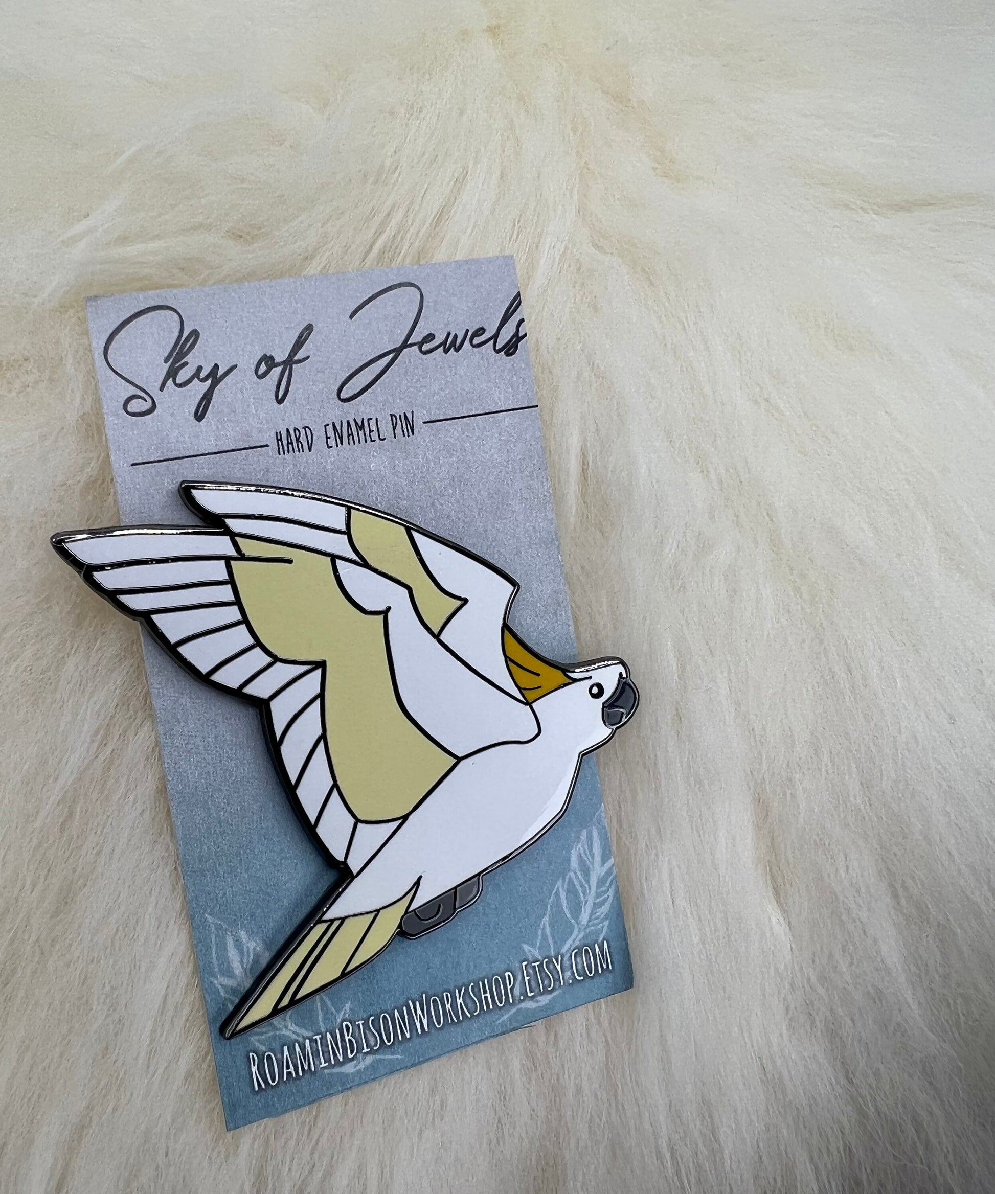 Sulphur Crested Cockatoo Hard Enamel Pin | Cockatoo Pin | Bird Pin | Art Deco