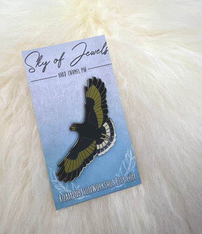 Common Black Hawk Hard Enamel Pin | Hawk Pin | Bird Pin | Art Deco