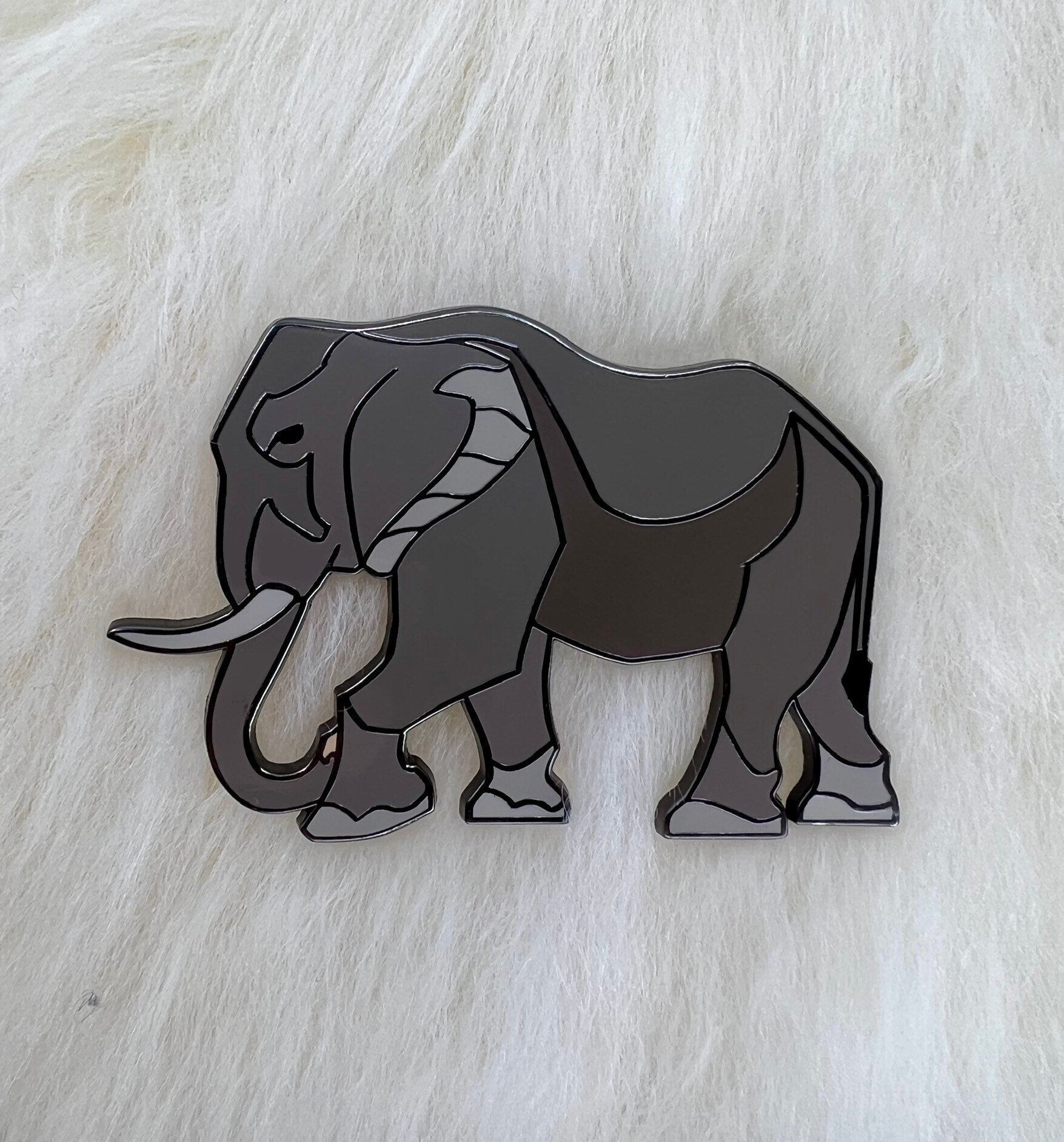 African Elephant Hard Enamel Pin | Elephant Pin | Animal Pin | Art Deco