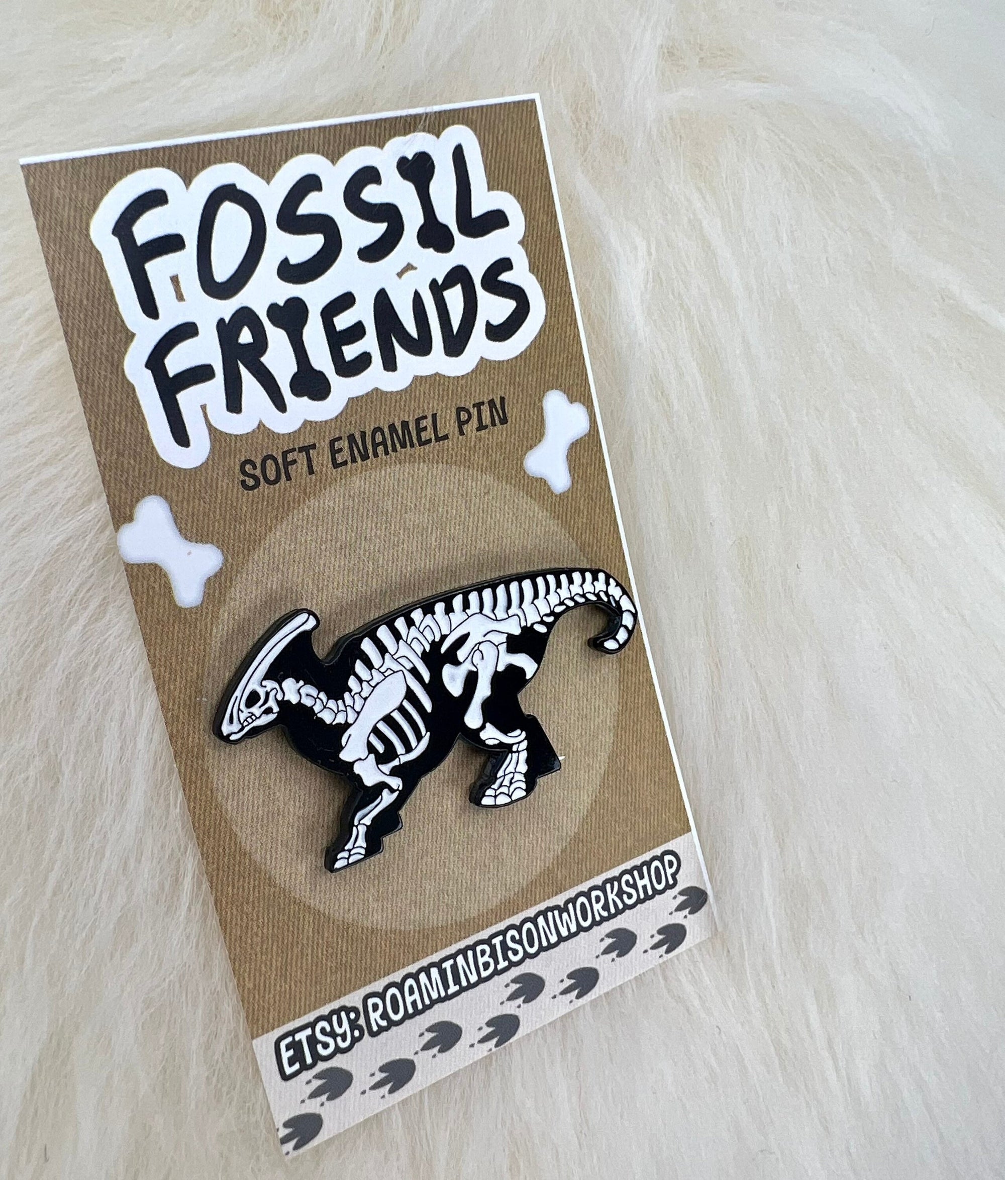 Parasaurolophus Soft Enamel Pin | Dinosaur Pin | Fossil Pin