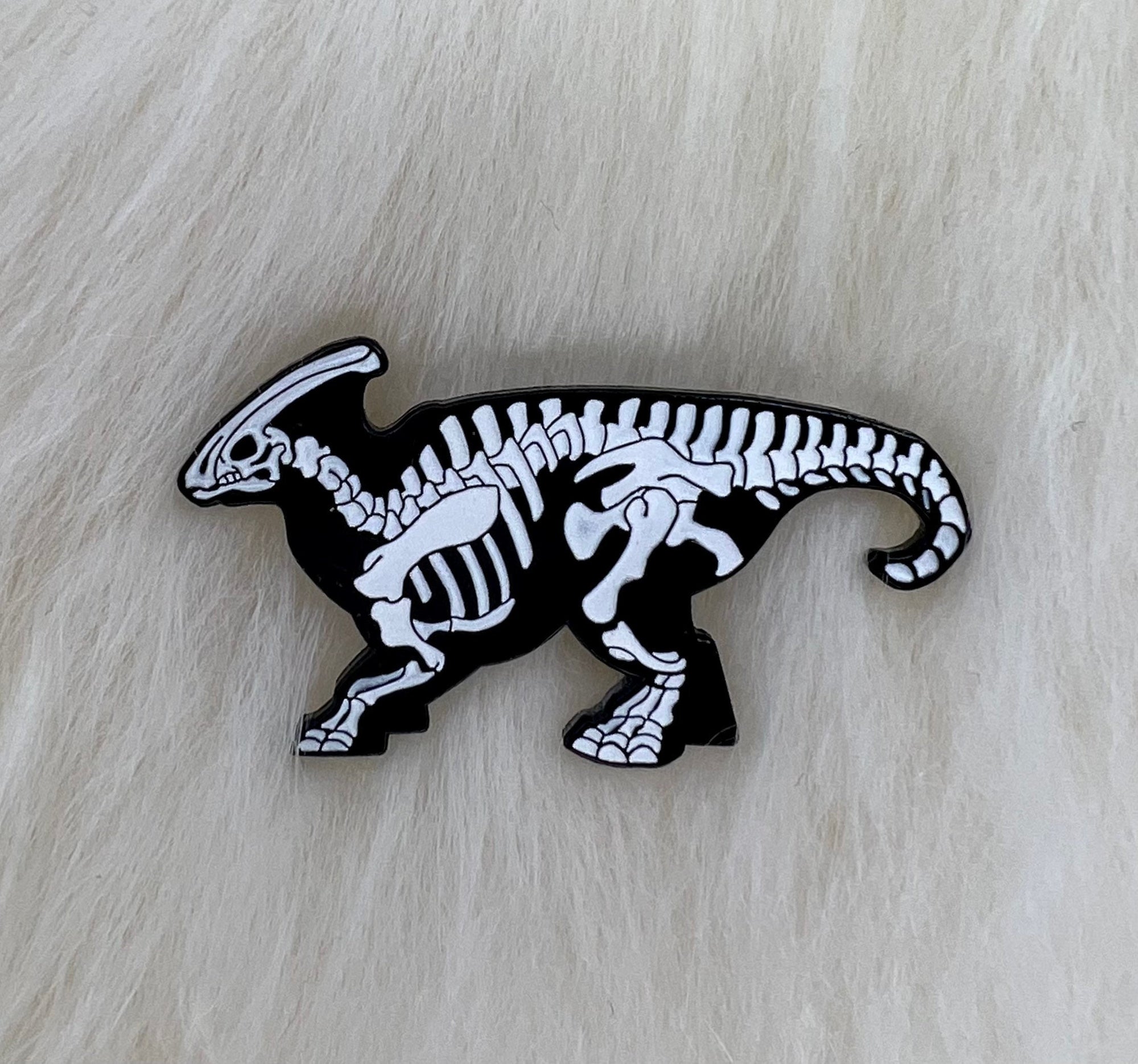 Parasaurolophus Soft Enamel Pin | Dinosaur Pin | Fossil Pin