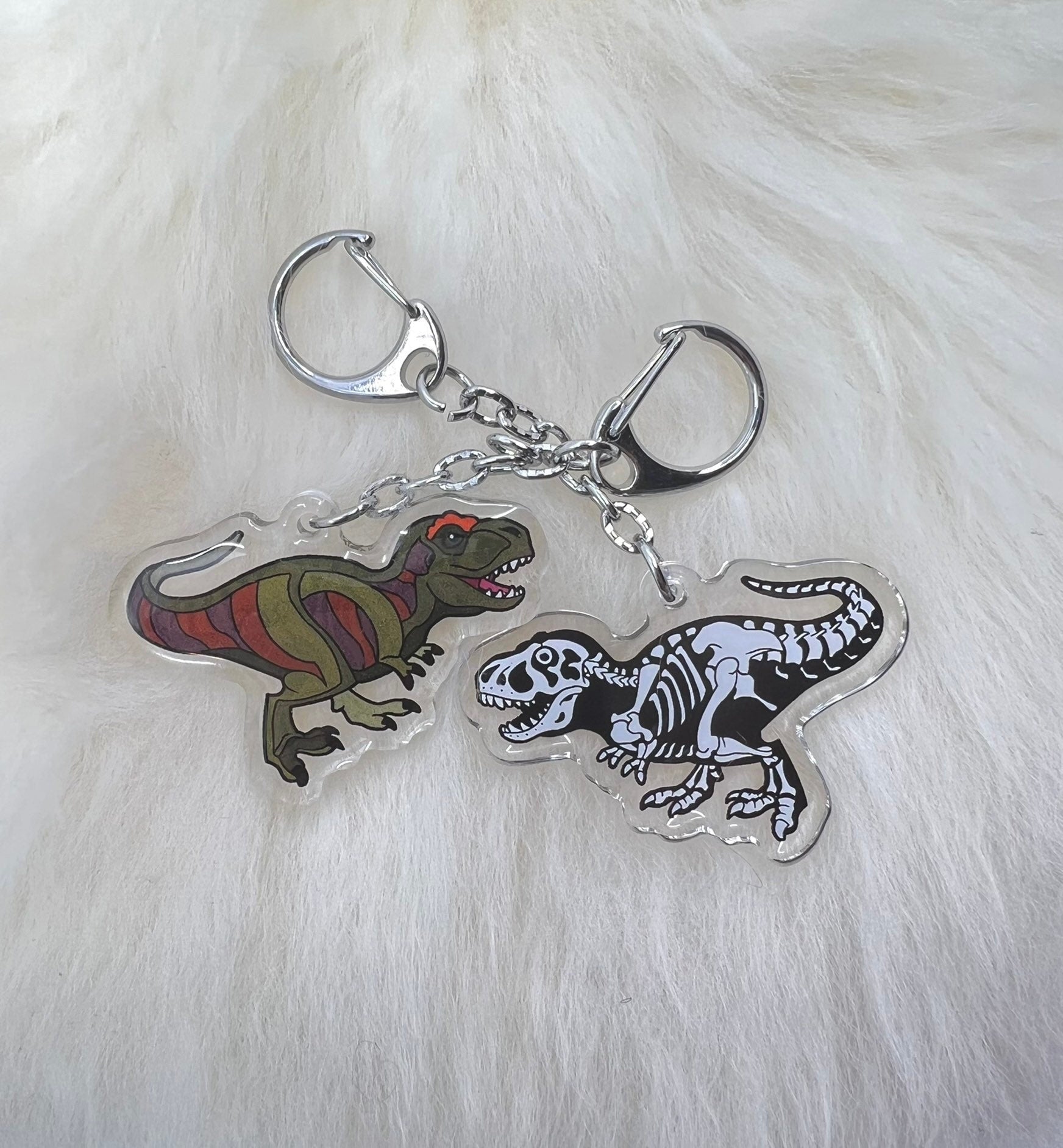 T Rex Keychain | Tyrannosaurus Keychain | Dinosaur Keychain | Fossil Keychain | Double Sided