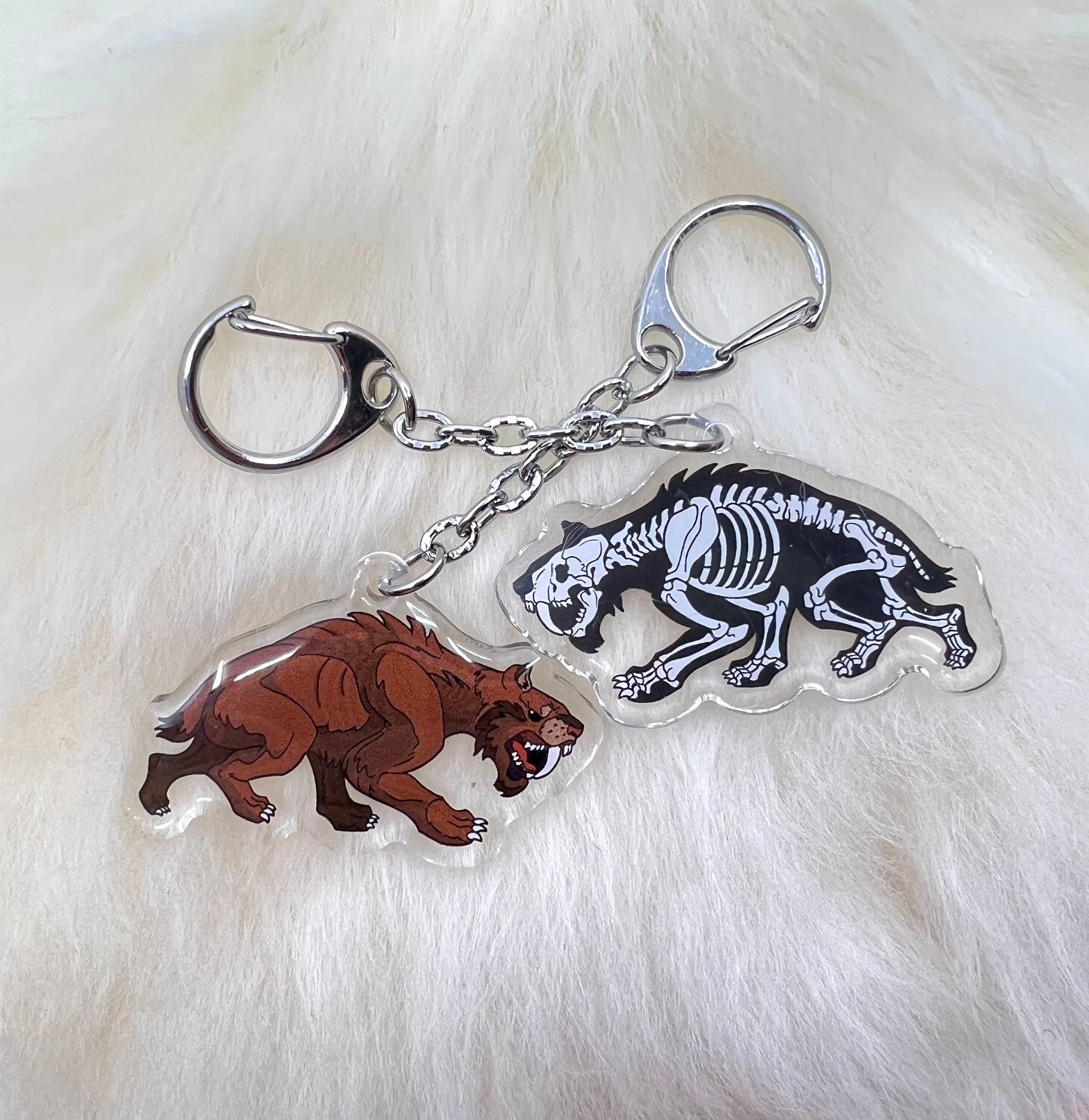Saber Tooth Tiger Keychain | Smilodon Keychain | Ice Age Keychain Charm