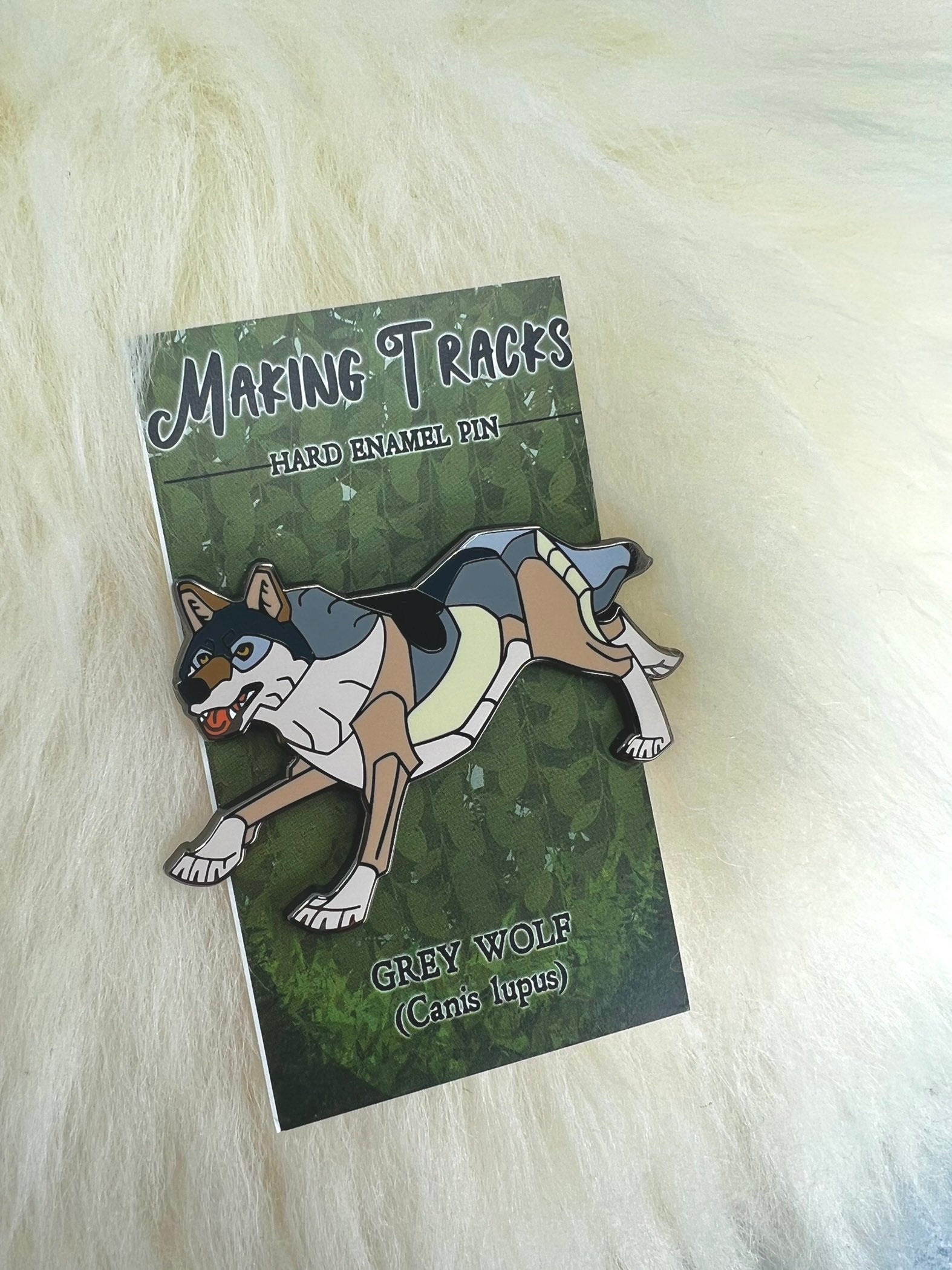 Grey Wolf Hard Enamel Pin | Wolf Pin | Animal Pin | Art Deco |