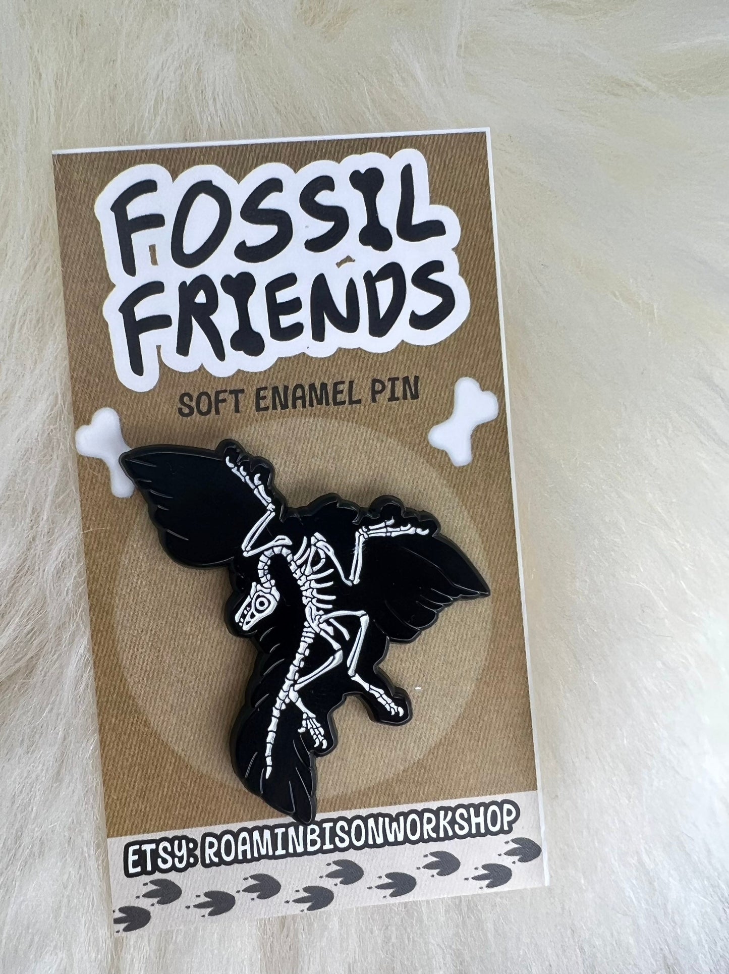 Archaeopteryx Soft Enamel Pin | Archaeopteryx Pin | Dinosaur Pin | Fossil Pin |