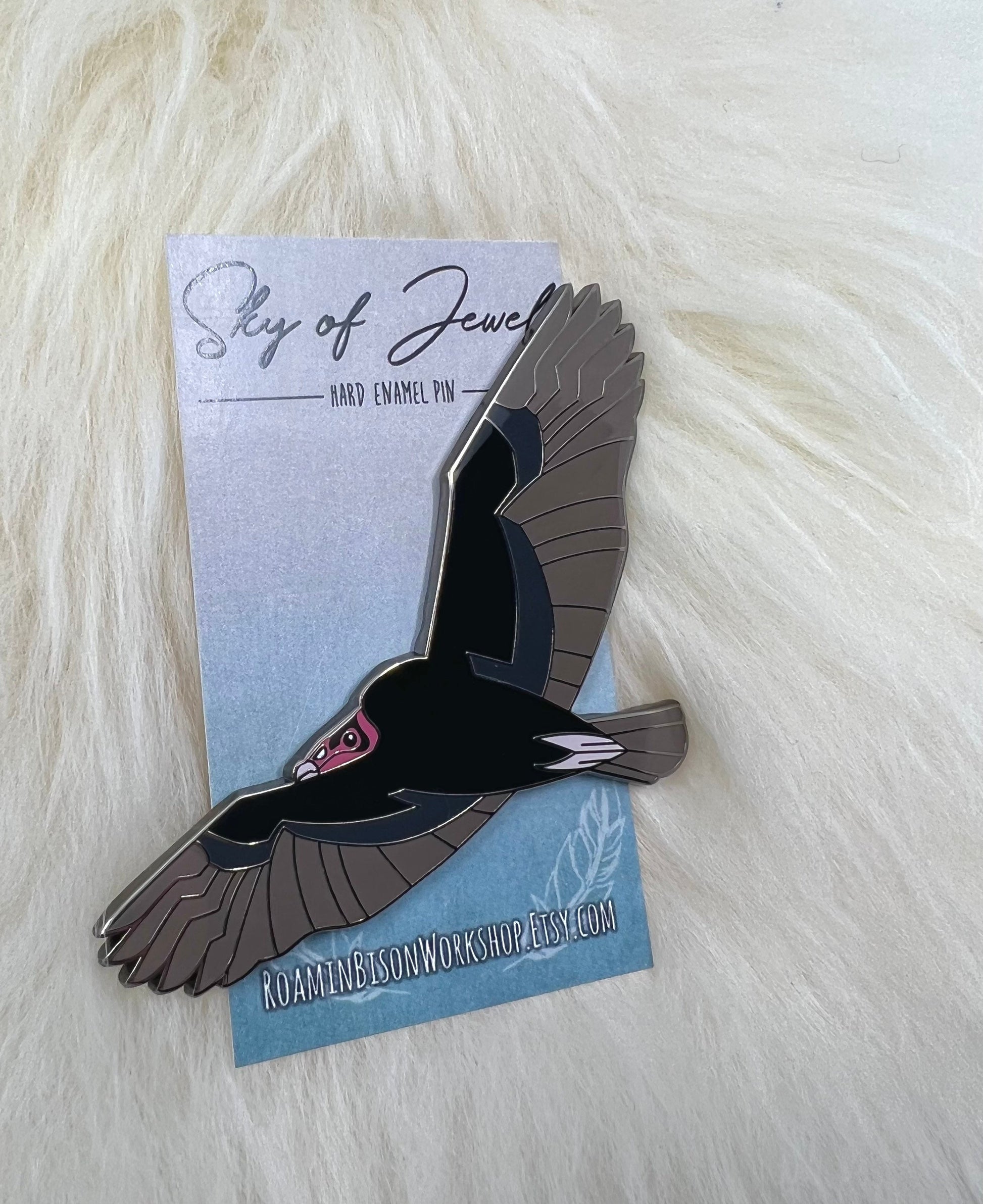 Turkey Vulture Hard Enamel Pin | Vulture Pin | Bird Pin | Art Deco