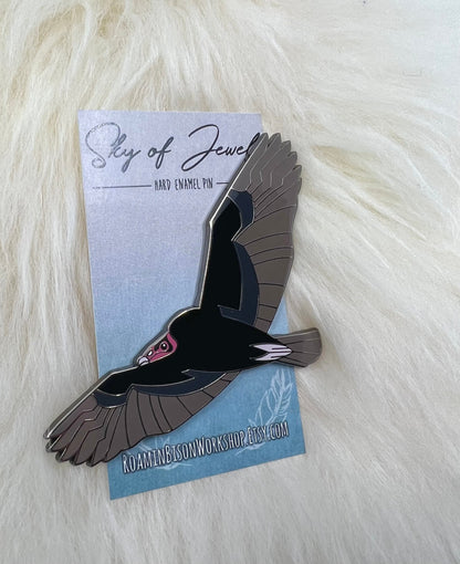 Turkey Vulture Hard Enamel Pin | Vulture Pin | Bird Pin | Art Deco