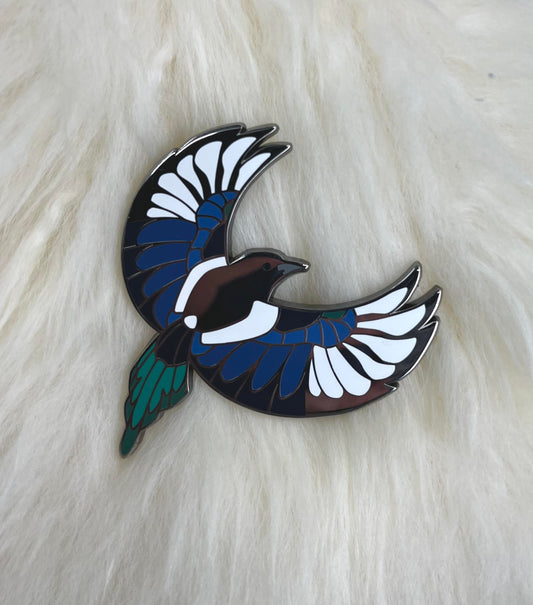 Magpie Bird Hard Enamel Pin | Magpie Pin | Bird Pin | Art Deco