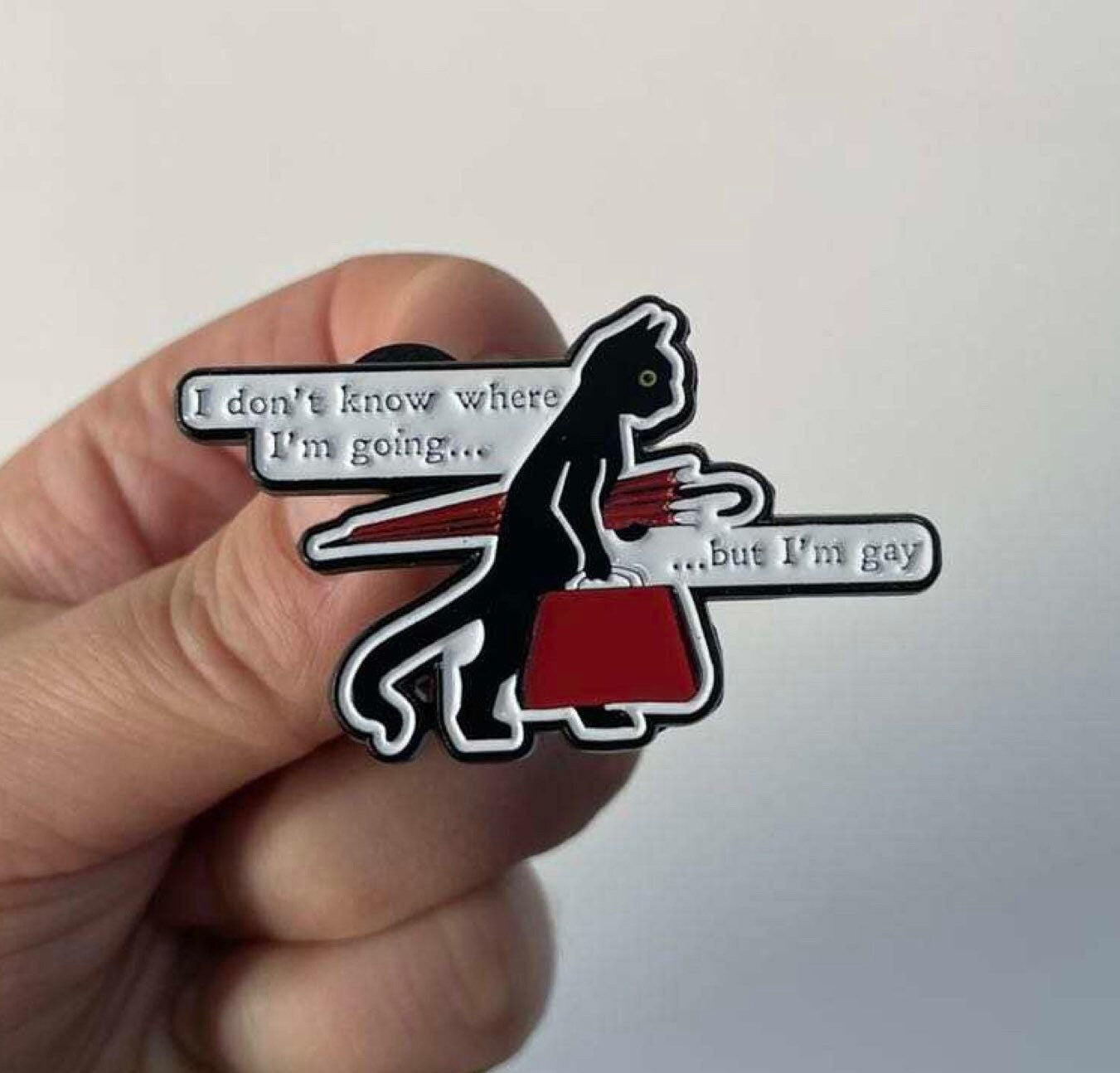 I Don’t Know Where I'm Going But I'm Gay Enamel Pin | Cat Pin | Funny Pin |