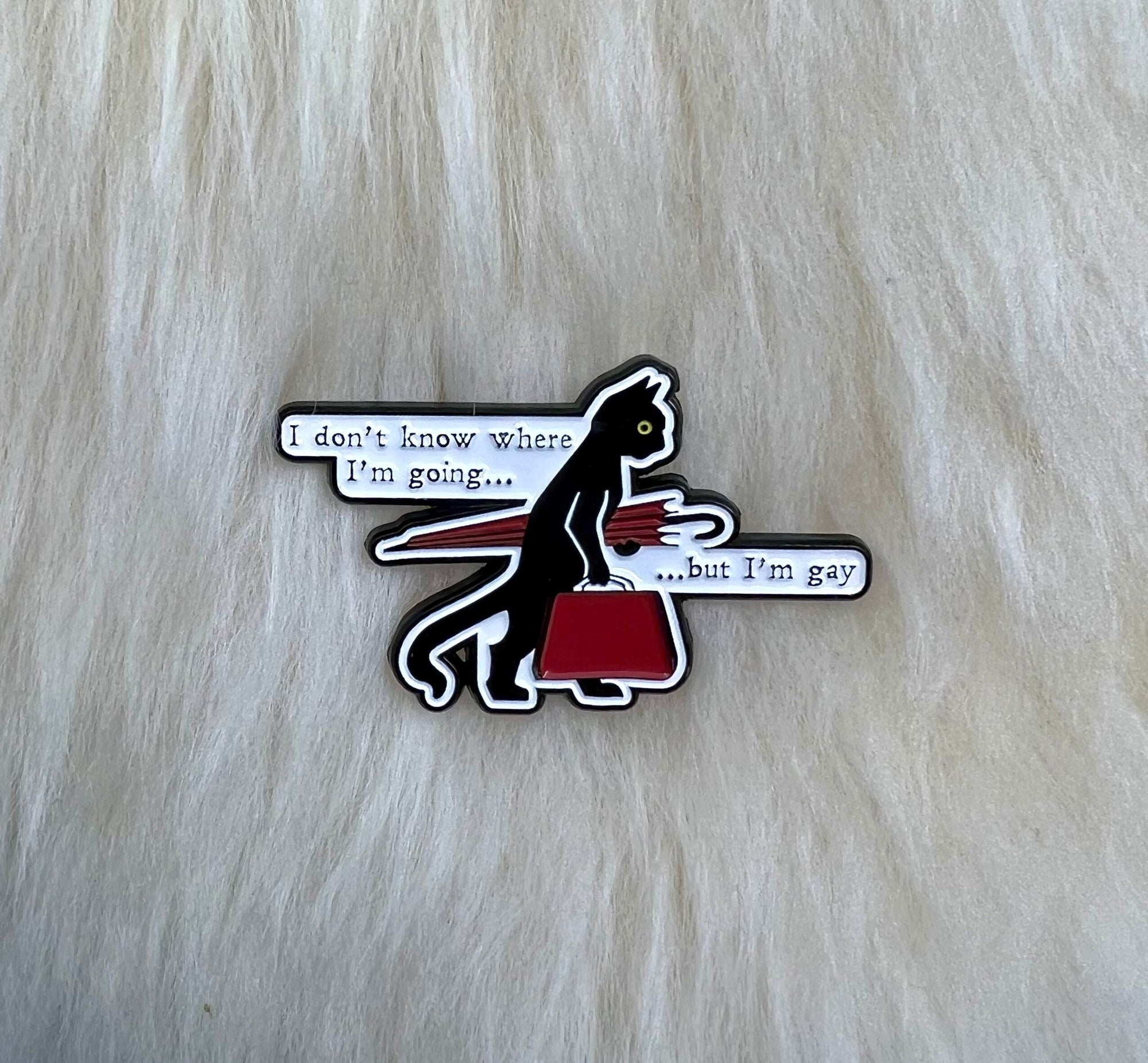 I Don’t Know Where I'm Going But I'm Gay Enamel Pin | Cat Pin | Funny Pin |